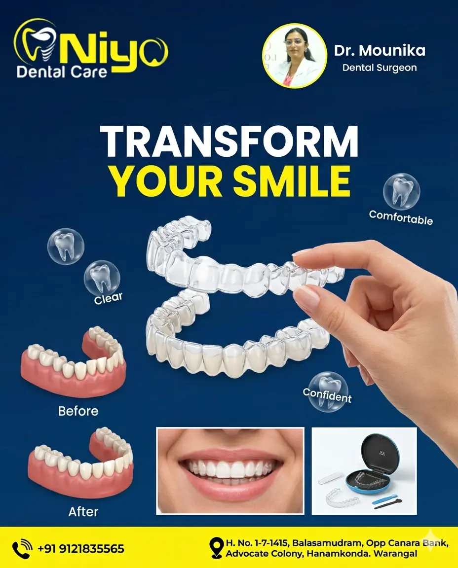 💎 Get a Perfectly Straight Smile Discreetly with 3D Clear Aligners at Niyo Dental Care!