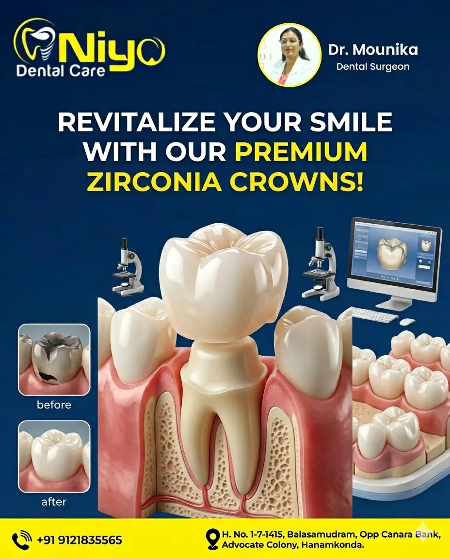 Restore Your Smile's Strength: Premium Zirconium Crowns at Niyo Dental Care!