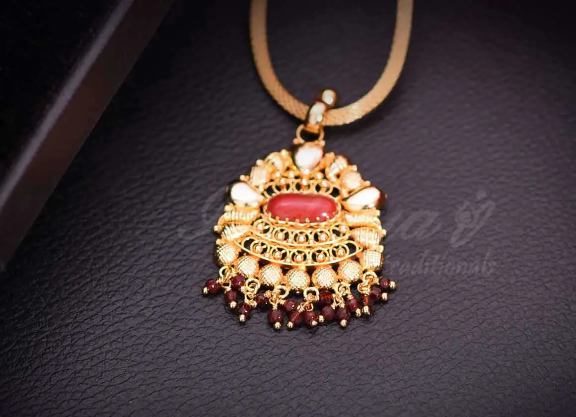 Coral Red Crystal Design Locket