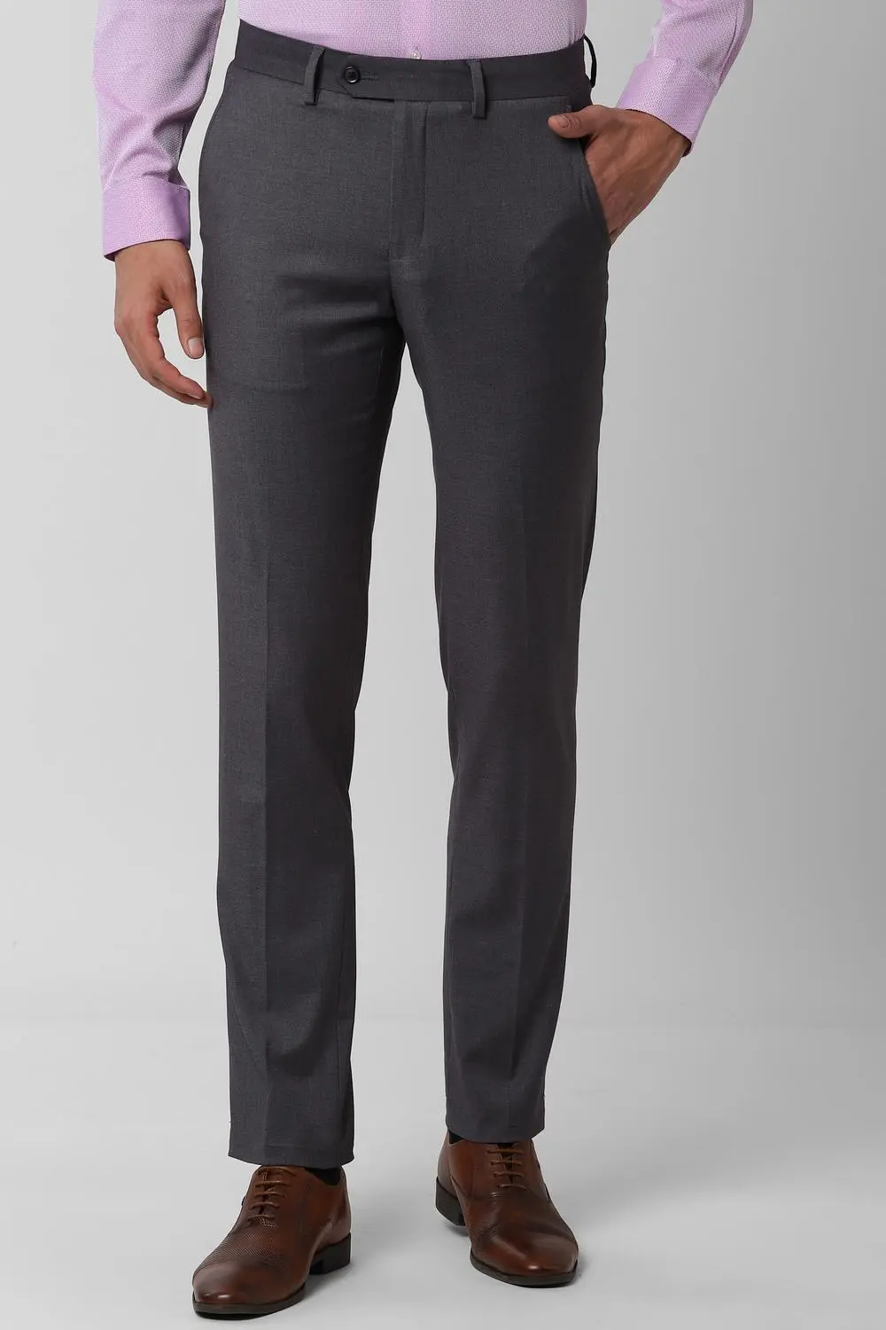 Peter England Grey Formal Trousers