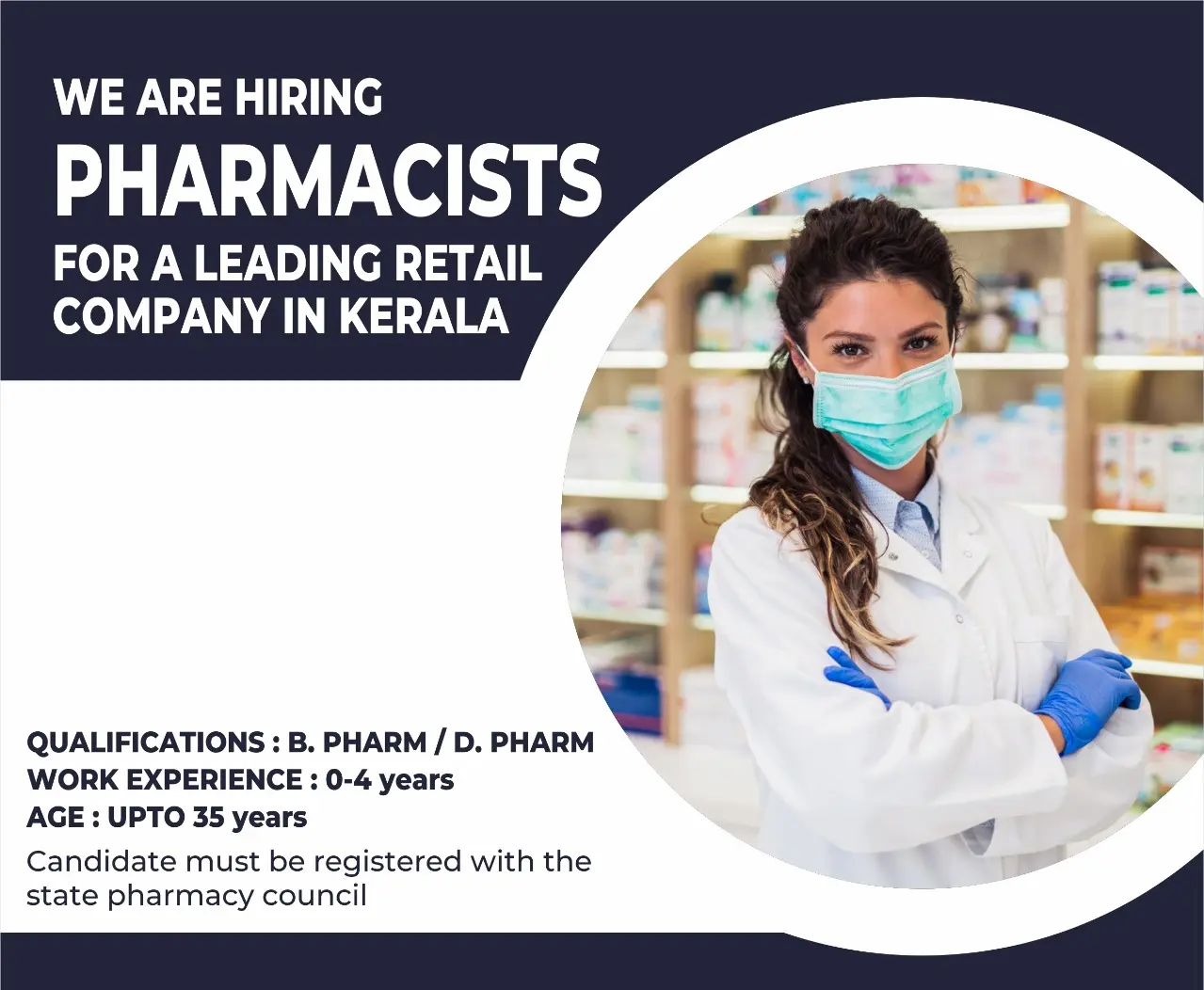 Pharmacist Vacancy in Kochi & other parts of Kerala