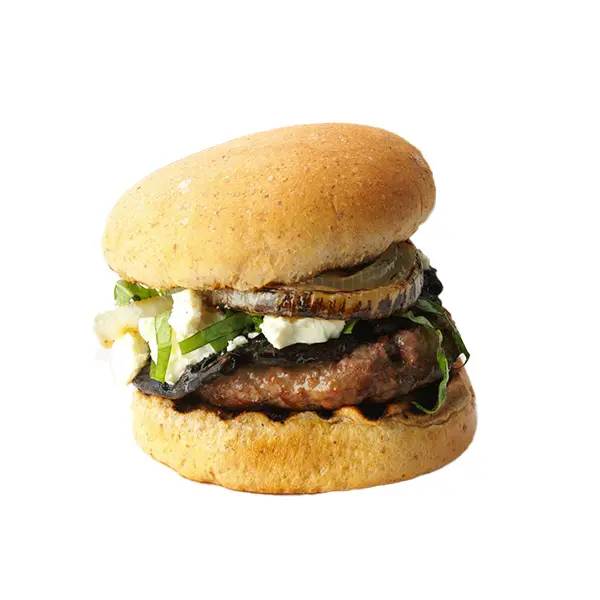 Feta Cheese Stuffed Portobello Mushroom Burger
