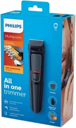 Philips Multigroom Series 3000 6 in 1 Face mg3710/15 – Shaver (Black, Rectangle, Stainless Steel, Beard, Ear, Eyebrow, Nose, 60 min, Integrated)