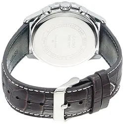 Casio Men's Silver Dial Leather Band Watch - MTP-1374L-7A1
