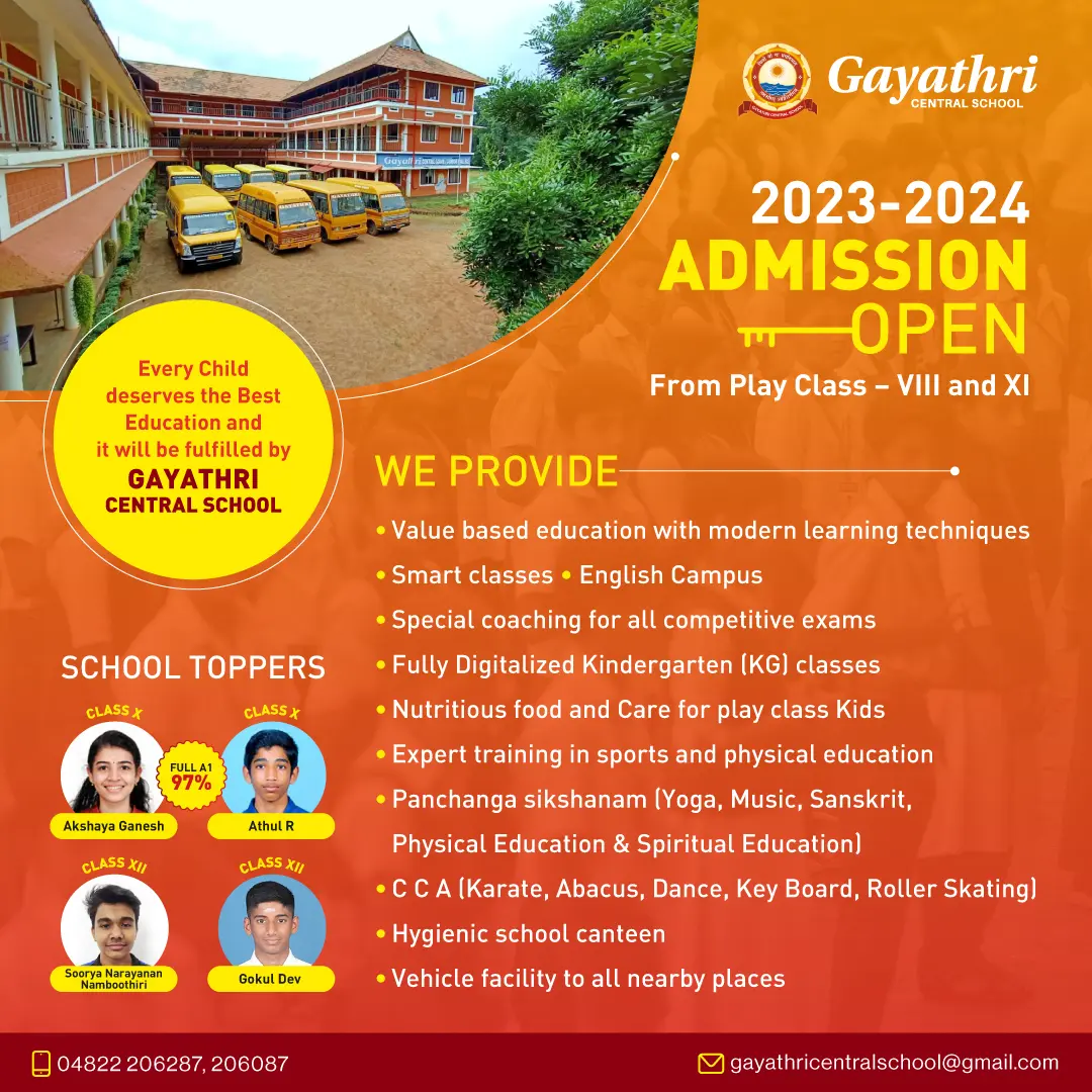 Gayathri Central School Admission Open-2023-2024