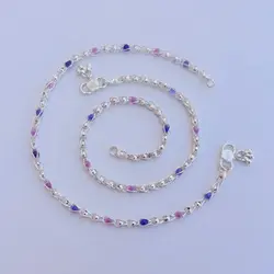 Multiple Beads Stylish Silver Chain Payal