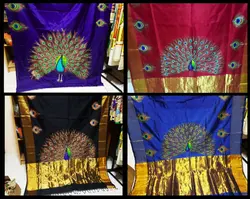 Mural design saree with hand paintings swarnamayooram