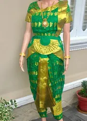 Green and Golden Bharatanatyam Set
