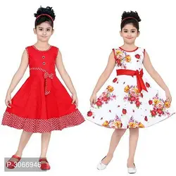 Red and White Combo Cotton Frock 