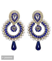 Blue Color Gold Plated Alloy Jhumkas