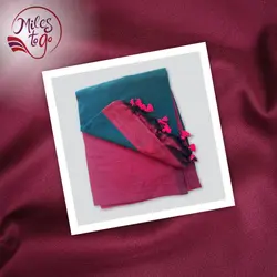 Dark teal and Maroon Pure Khadi Cotton Saree 