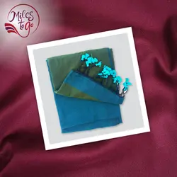 Blue and Dark Green Pure Khadi Cotton Saree 