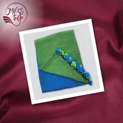 Green and Light Blue Pure Khadi Cotton Saree 