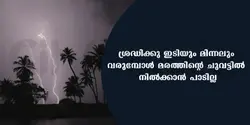 ശ്രദ്ധിക്കു ഇടിയും മിന്നലും വരുമ്പോൾ മരത്തിന്റെ ചുവട്ടിൽ നിൽക്കാൻ പാടില്ല.
