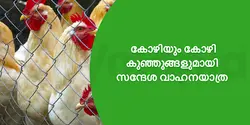 കോഴിയും കോഴികുഞ്ഞുങ്ങളുമായി സന്ദേശ വാഹനയാത്ര 