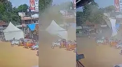 കൊല്ലത്ത് പൊടിക്കാറ്റും ചുഴലിക്കാറ്റും; കാറ്റിന്റെ ശക്തിയിൽ ഷാമിയാന പന്തൽ പറന്ന് പൊങ്ങി