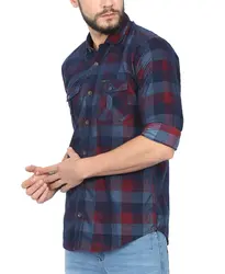 NORTH REPUBLIC Men's Blue and Red Corduroy Checks Cotton Full Sleeves Casual Shirt  5.0 out of 5 stars    1 customer review 