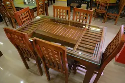 TEAK DINING TABLE WITH MAHOGANY CHAIR