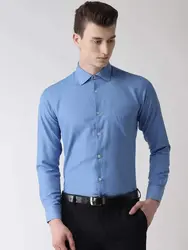 Light Blue Regular Fit Solid Formal Shirt 