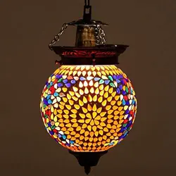 Handcrafted Glass Hanging Lamp (Medium, Multicolour)