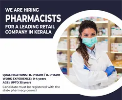 Pharmacist Vacancy in Kochi & other parts of Kerala 