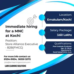 Urgently need Store Executives in Ernakulam in B2B (Top Rated)