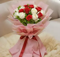 Bouquet of Red & White Roses