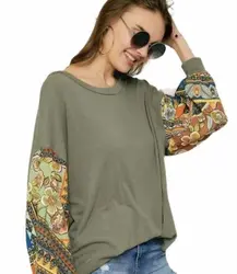 Floral Print Sleeve Twist Open Back Knit Top